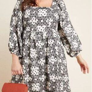Anthropologie Jane Textured Floral Babydoll Dress – Size 2